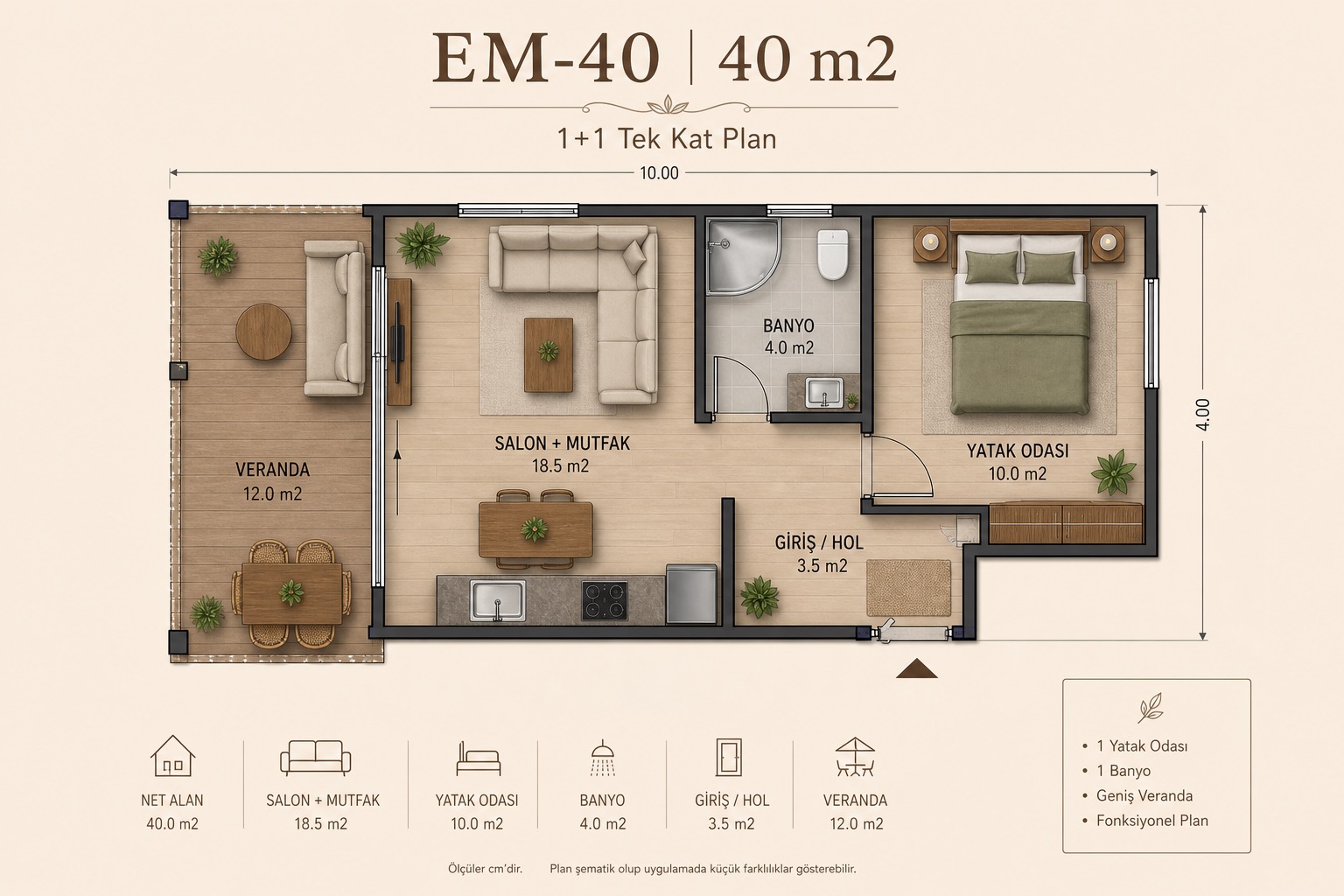 EM-40 prefabrik ev kat planı